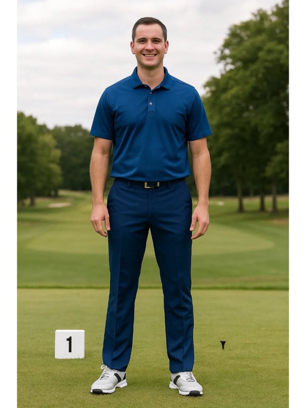 Greg Norman Tasso Elba Mens 5 Iron Flat Front Golf Pants 38W X 32L Blue Poly